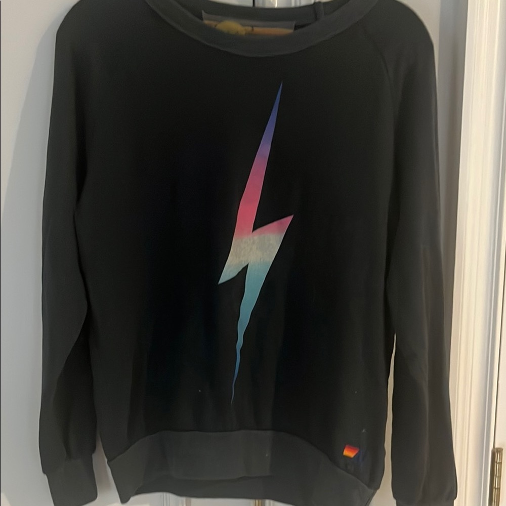 Aviator Nation Black Sweatshirt with Colorful Accents